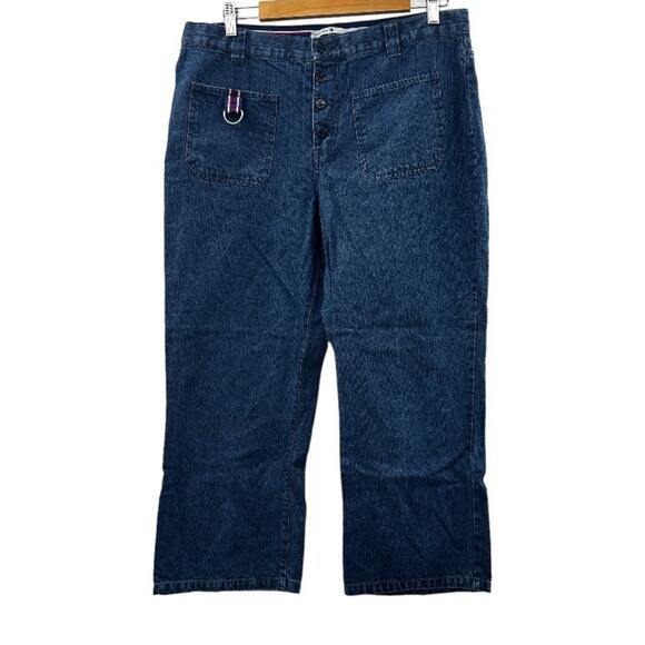 Vintage Tommy Hilfiger Dark Wash High Rise Cropped Denim Straight‎ Jeans Size 14 - Picture 1 of 9